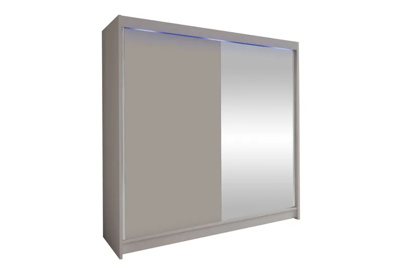 Canderbury Garderobe Med Spejl 180x215 cm - Beige - Opbevaring - Tøjopbevaring - Garderobeskabe