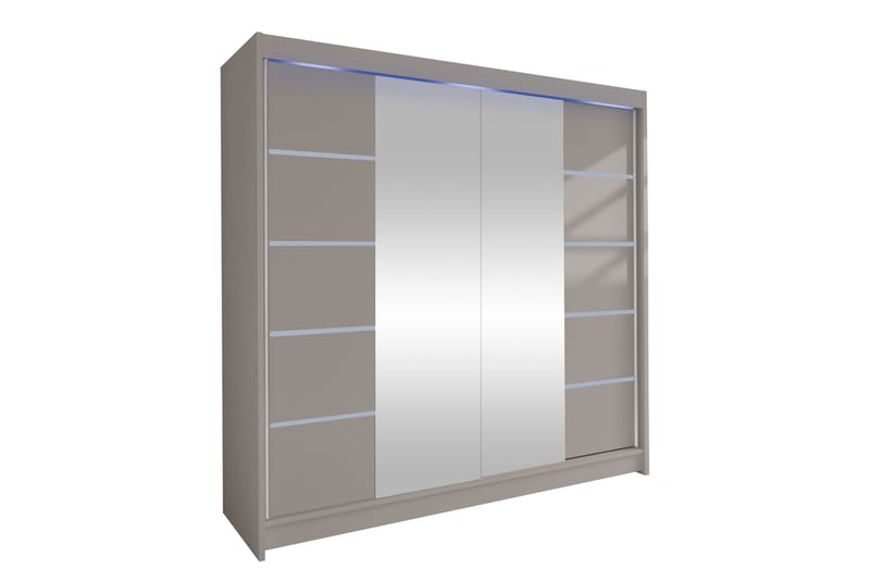 Canderbury Garderobe Med Spejl 180x215 cm - Beige - Opbevaring - Tøjopbevaring - Garderobeskabe