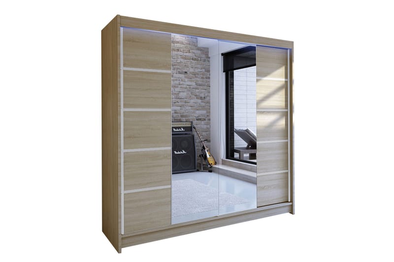 Canderbury Garderobe med Spejl 180x215 cm, Beige
