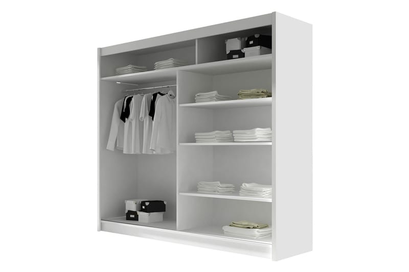 Canderbury Garderobe Med Spejl 180x215 cm - Beige - Opbevaring - Tøjopbevaring - Garderobeskabe