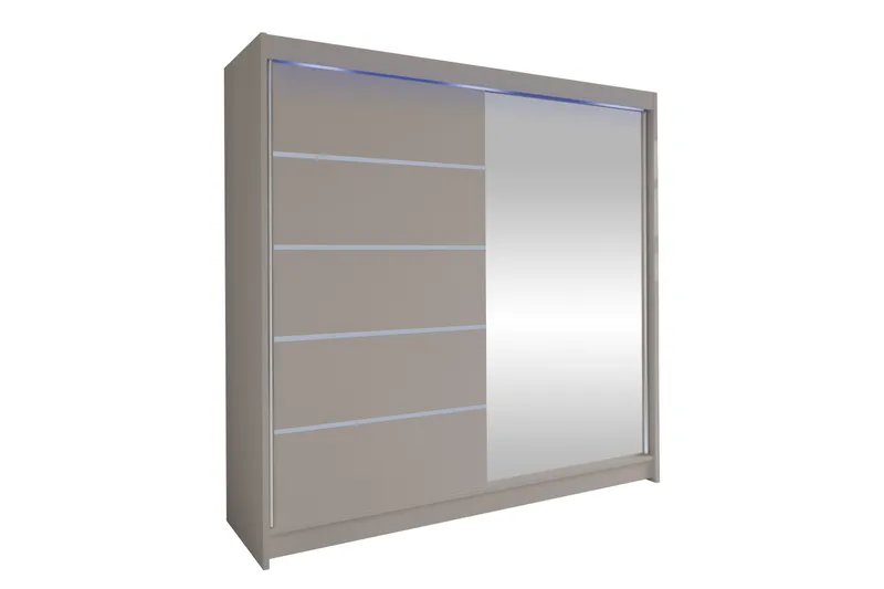 Canderbury Garderobe Med Spejl 180x215 cm - Beige - Opbevaring - Tøjopbevaring - Garderobeskabe