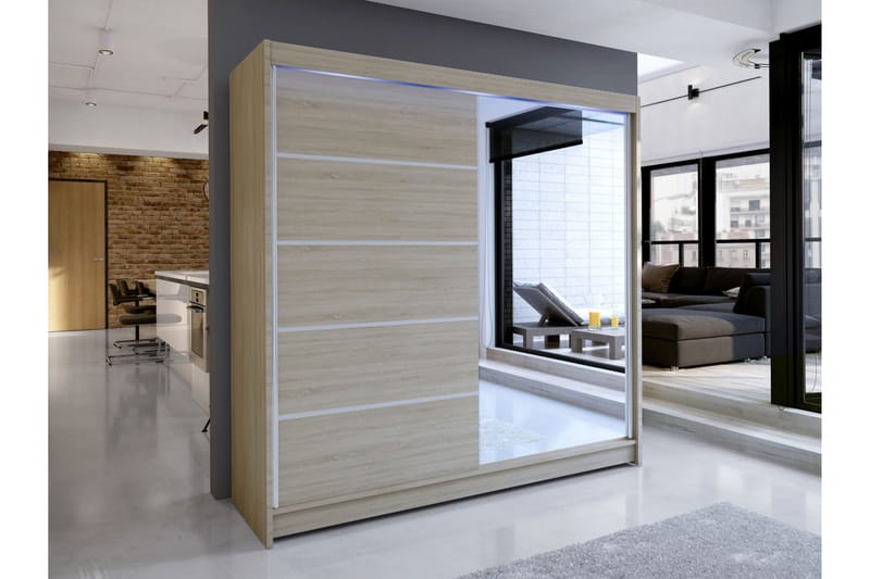 Canderbury Garderobe Med Spejl 180x215 cm - Brun - Opbevaring - Tøjopbevaring - Garderobeskabe