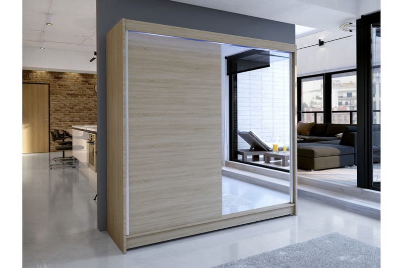 Canderbury Garderobe Med Spejl 180x215 cm - Brun - Opbevaring - Tøjopbevaring - Garderobeskabe