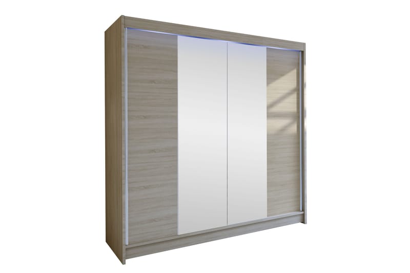 Canderbury Garderobe Med Spejl 180x215 cm - Brun - Opbevaring - Tøjopbevaring - Garderobeskabe