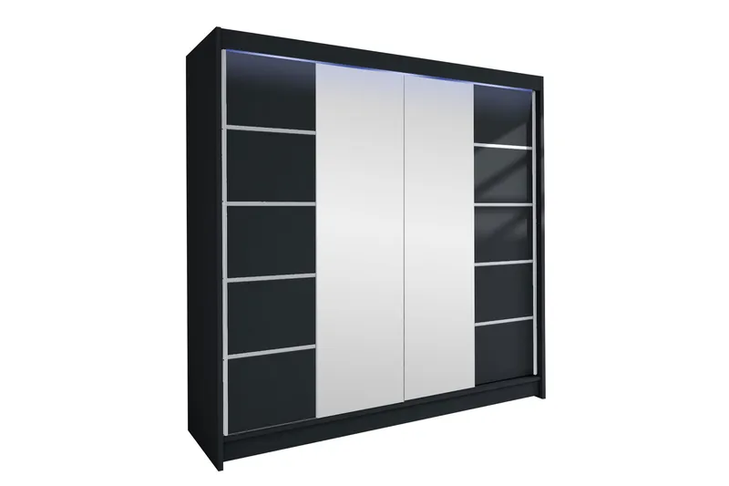 Canderbury Garderobe Med Spejl 180x215 cm, Grå