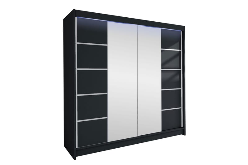 Canderbury Garderobe Med Spejl 180x215 cm - Grå - Opbevaring - Tøjopbevaring - Garderobeskabe