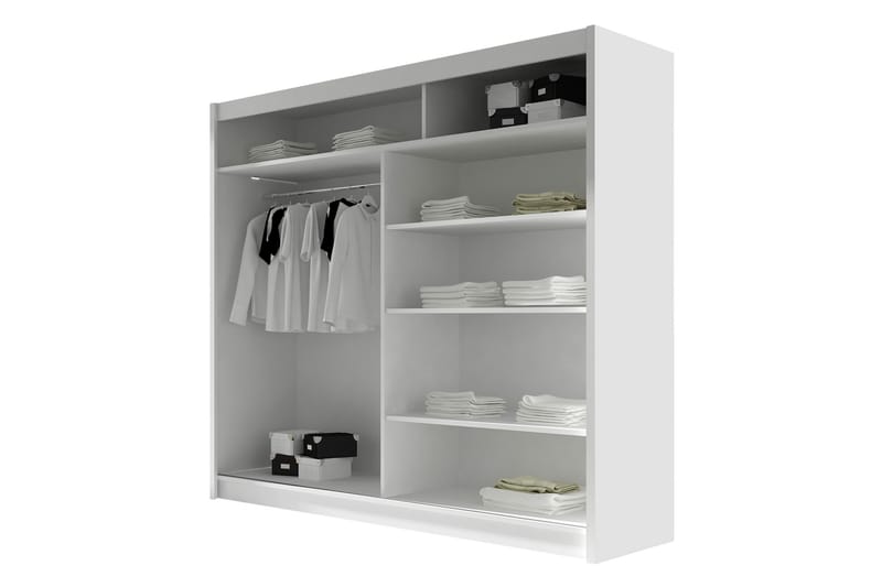 Canderbury Garderobe Med Spejl 180x215 cm - Grå - Opbevaring - Tøjopbevaring - Garderobeskabe
