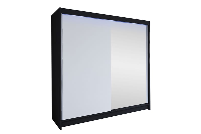 Canderbury Garderobe Med Spejl 180x215 cm - Sort Og Hvid - Opbevaring - Tøjopbevaring - Garderobeskabe