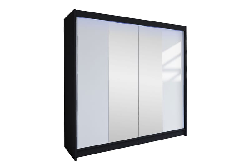 Canderbury Garderobe Med Spejl 180x215 cm - Sort Og Hvid - Opbevaring - Tøjopbevaring - Garderobeskabe
