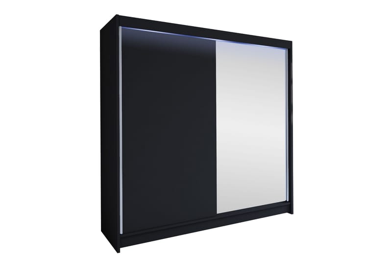 Canderbury Garderobe Med Spejl 180x215 cm - Sort - Opbevaring - Tøjopbevaring - Garderobeskabe