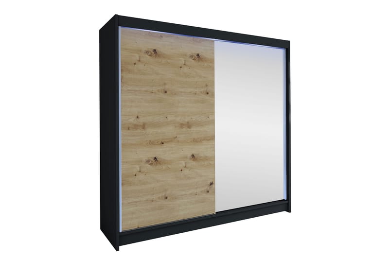 Canderbury Garderobe Med Spejl 180x215 cm - Sort/Brun - Opbevaring - Tøjopbevaring - Garderobeskabe