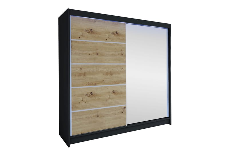 Canderbury Garderobe Med Spejl 180x215 cm - Sort/Brun - Opbevaring - Tøjopbevaring - Garderobeskabe