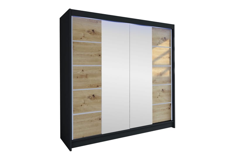 Canderbury Garderobe Med Spejl 180x215 cm - Sort/Brun - Opbevaring - Tøjopbevaring - Garderobeskabe