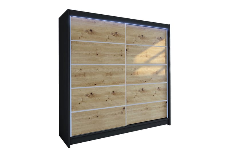 Canderbury Garderobeskab 180 cm i Lyst Træ, Sort