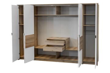 Capira Garderobeskab i Træ - Hvid|Beige - Opbevaring - Tøjopbevaring - Garderobeskabe