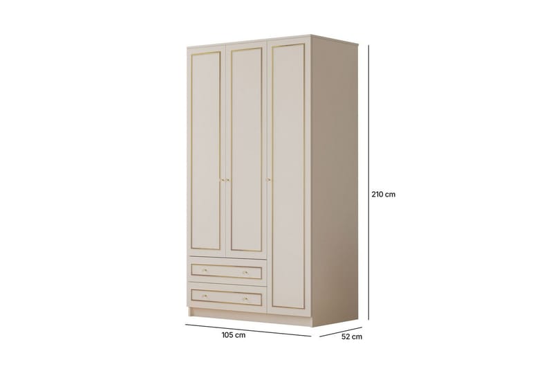 Carvo Garderobe 105x210 cm - Mat Hvid - Opbevaring - Tøjopbevaring - Garderobeskabe