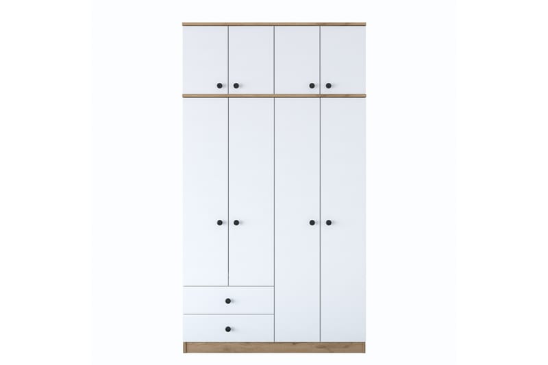 Caturai Garderobe 120 cm - Valnød finér/Hvid - Opbevaring - Tøjopbevaring - Garderobeskabe