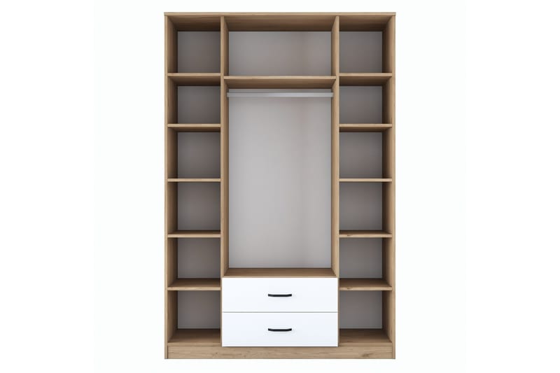 Caturai Garderobe med Spejl - Valnød finér/Hvid - Opbevaring - Tøjopbevaring - Garderobeskabe