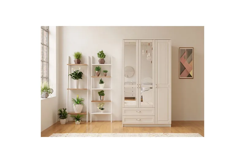 Ceynor Garderobesskåp 105x210 cm - Mat Hvid - Opbevaring - Tøjopbevaring - Garderobeskabe - Garderobeskab & klædeskab