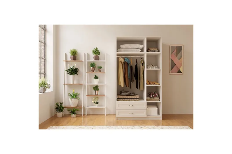 Ceynor Garderobesskåp 105x210 cm - Mat Hvid - Opbevaring - Tøjopbevaring - Garderobeskabe - Garderobeskab & klædeskab