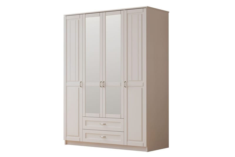 Ceynor Garderobesskåp 140x184 cm - Mat Hvid - Opbevaring - Tøjopbevaring - Garderobeskabe - Garderobeskab & klædeskab