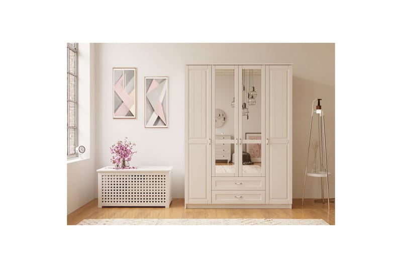 Ceynor Garderobesskåp 140x210 cm - Mat Hvid - Opbevaring - Tøjopbevaring - Garderobeskabe - Garderobeskab & klædeskab