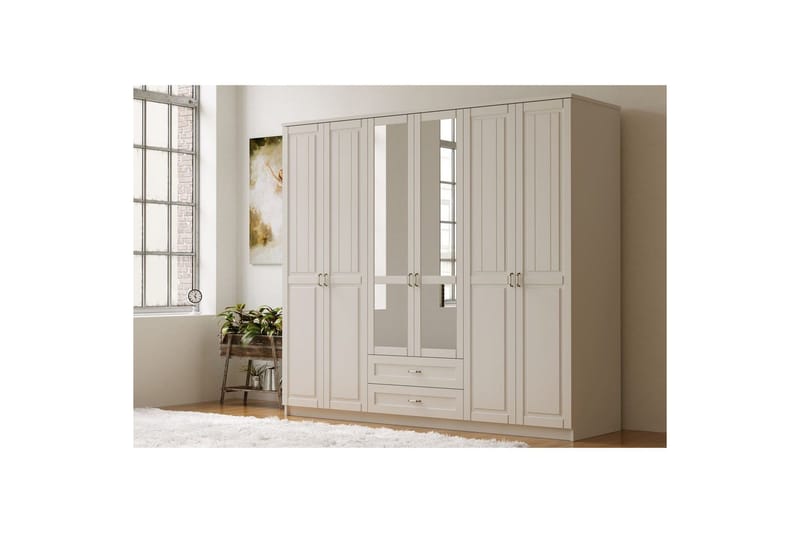 Ceynor Garderobesskåp 210x184 cm - Mat Hvid - Opbevaring - Tøjopbevaring - Garderobeskabe - Garderobeskab & klædeskab