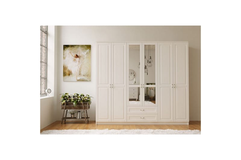 Ceynor Garderobesskåp 210x184 cm - Mat Hvid - Opbevaring - Tøjopbevaring - Garderobeskabe - Garderobeskab & klædeskab