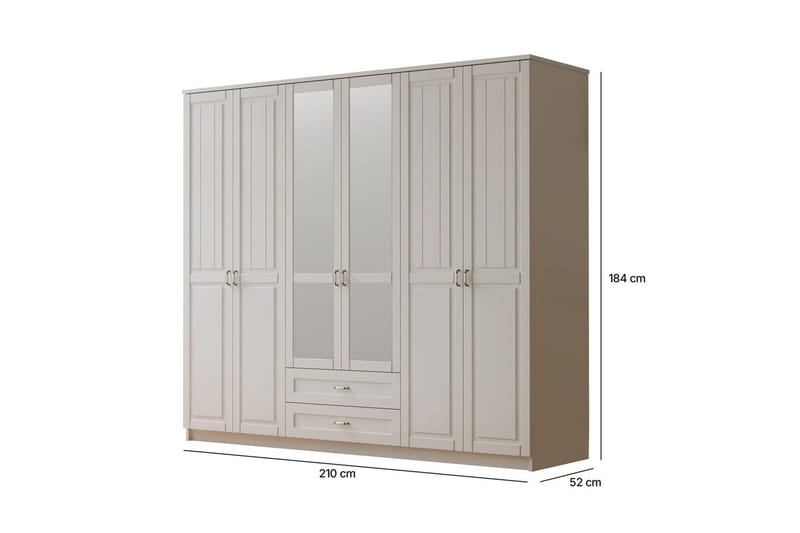 Ceynor Garderobesskåp 210x184 cm - Mat Hvid - Opbevaring - Tøjopbevaring - Garderobeskabe - Garderobeskab & klædeskab