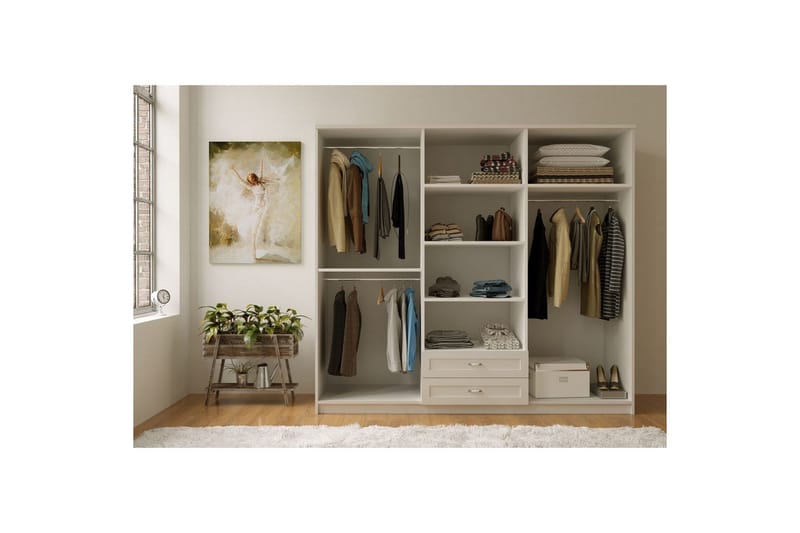 Ceynor Garderobesskåp 210x210 cm - Mat Hvid - Opbevaring - Tøjopbevaring - Garderobeskabe - Garderobeskab & klædeskab