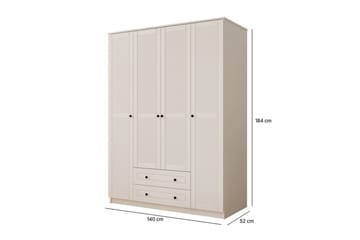 Ceyras Garderobe 140x184 cm - Mat Hvid - Opbevaring - Tøjopbevaring - Garderobeskabe
