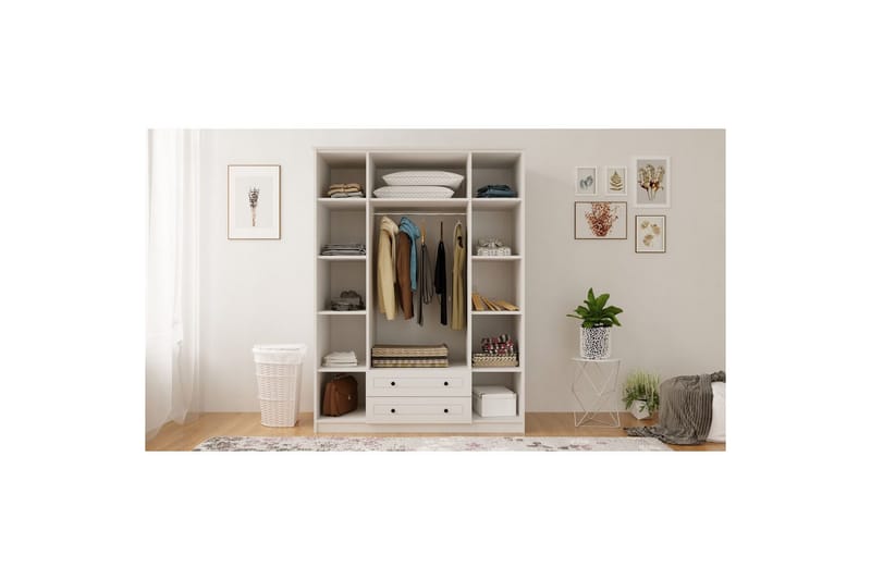 Ceyras Garderobe 140x184 cm - Mat Hvid - Opbevaring - Tøjopbevaring - Garderobeskabe