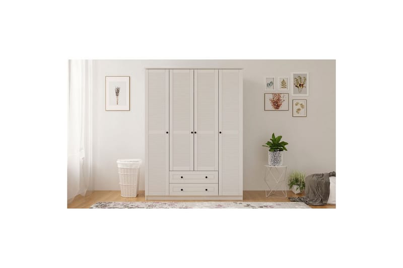 Ceyras Garderobe 140x184 cm - Mat Hvid - Opbevaring - Tøjopbevaring - Garderobeskabe