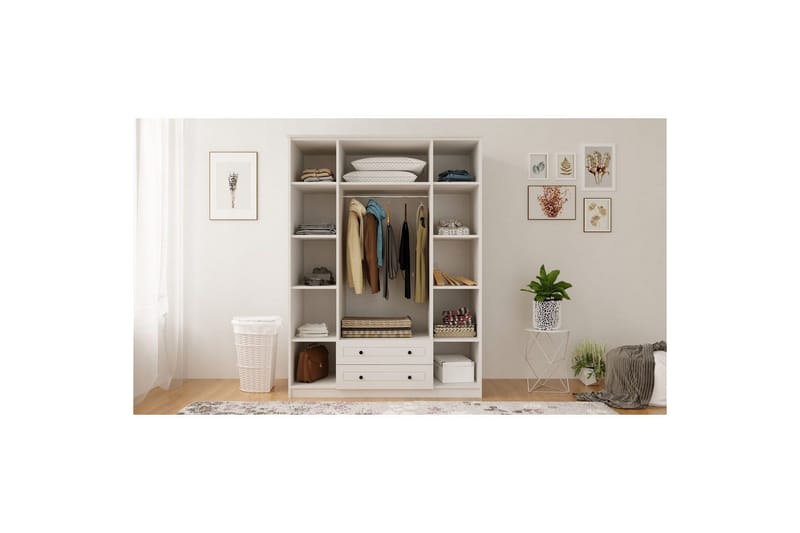 Ceyras Garderobe 140x184 cm - Mat Hvid - Opbevaring - Tøjopbevaring - Garderobeskabe