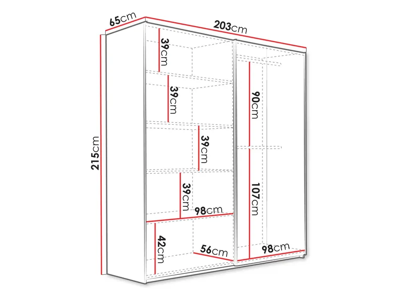 Ceyris Garderobeskab med Spejl 203 cm - Opbevaring - Tøjopbevaring - Garderobeskabe