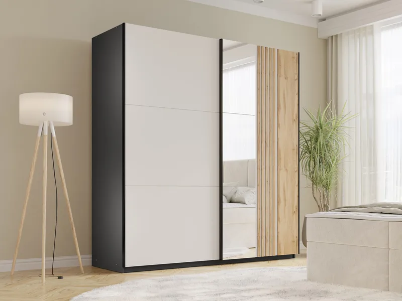 Ceyris Garderobeskab med Spejl 203 cm - Opbevaring - Tøjopbevaring - Garderobeskabe