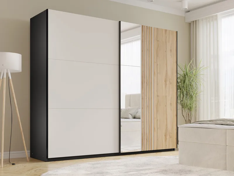 Ceyris Garderobeskab med Spejl 250 cm - Opbevaring - Tøjopbevaring - Garderobeskabe