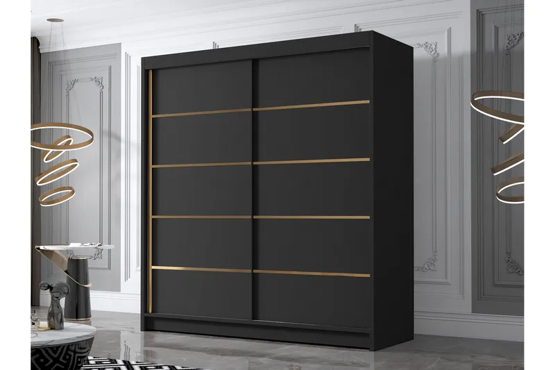 Chavez Garderobe 180x215 cm - Sort - Opbevaring - Tøjopbevaring - Garderobeskabe