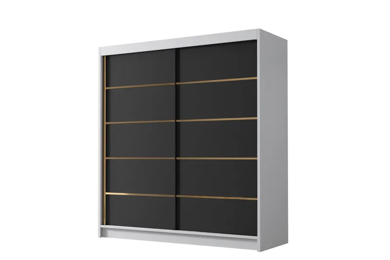 Chavez Garderobe 180x215 cm, Sort/Hvid