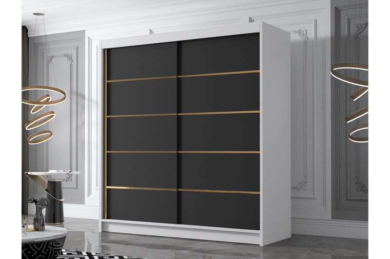 Chavez Garderobe 180x215 cm - Sort/Hvid - Opbevaring - Tøjopbevaring - Garderobeskabe