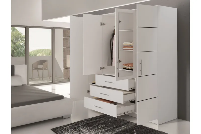 Chavez Garderobe 196x200 cm - Beige - Opbevaring - Tøjopbevaring - Garderobeskabe