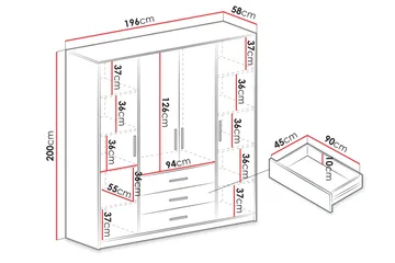 Chavez Garderobe 196x200 cm - Beige - Opbevaring - Tøjopbevaring - Garderobeskabe