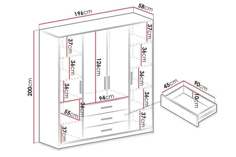 Chavez Garderobe 196x200 cm - Beige - Opbevaring - Tøjopbevaring - Garderobeskabe