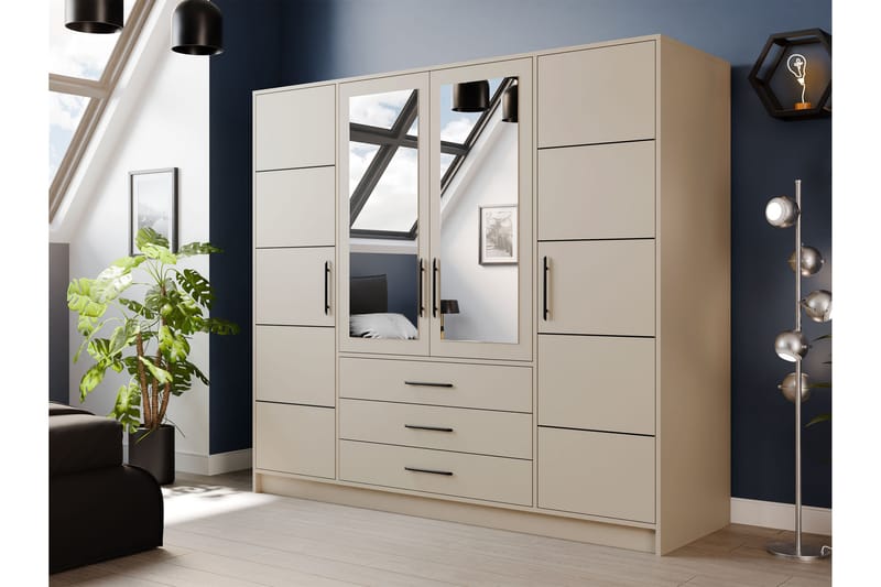Chavez Garderobe 196x200 cm - Beige - Opbevaring - Tøjopbevaring - Garderobeskabe