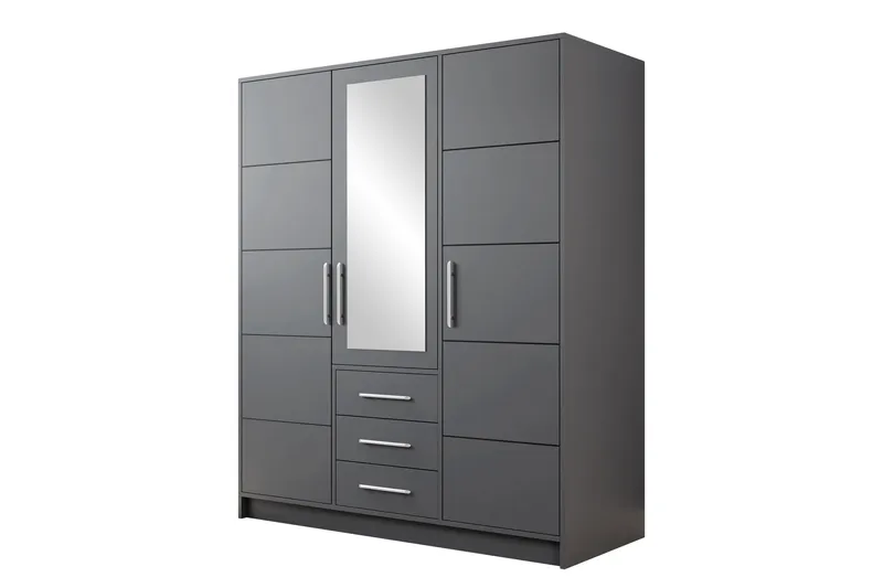 Chavez Garderobe med Spejl 147x200 cm, Grå