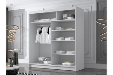 Chavez Garderobe med Spejl 180x215 cm - Beige - Opbevaring - Tøjopbevaring - Garderobeskabe