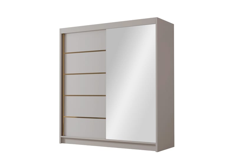 Chavez Garderobe med Spejl 180x215 cm - Beige - Opbevaring - Tøjopbevaring - Garderobeskabe