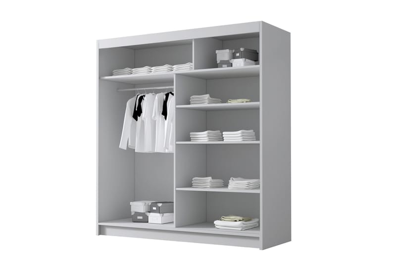Chavez Garderobe med Spejl 180x215 cm - Sort/Hvid - Opbevaring - Tøjopbevaring - Garderobeskabe