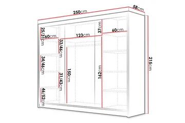 Cinerea Garderobe 250x215 cm - Sort - Opbevaring - Tøjopbevaring - Garderobeskabe