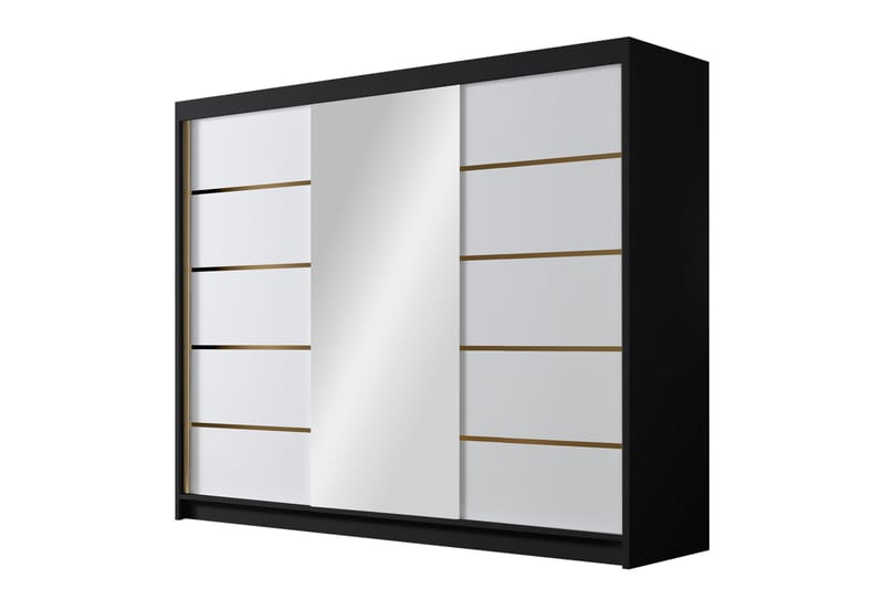 Cinerea Garderobe med Spejl 250x215 cm, Hvid/Sort